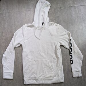 Adidas Men's White Graphic Fleece Lined Pullover Hoodie size Small FL4833